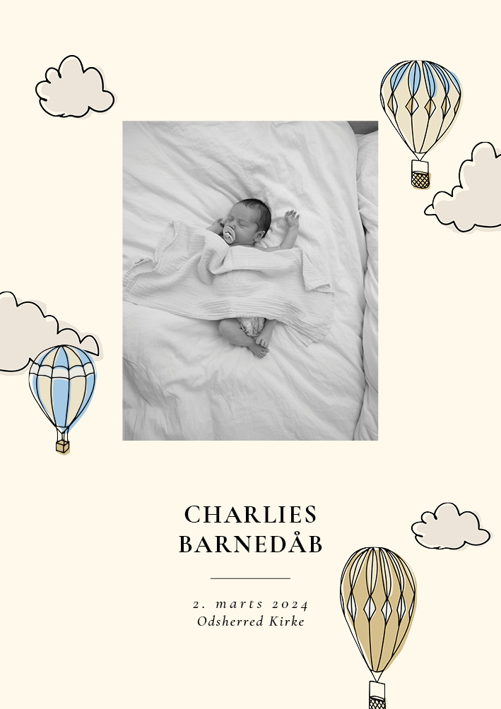 Dåbsinvitationer - Charlie Barnedåb